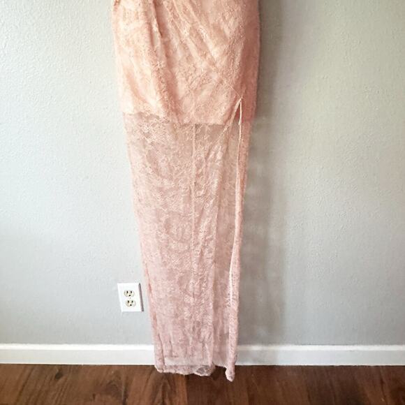 NBD X Revolve Nicole Peach Lace Halter Gown Maxi Dress Women's Size Small - Picture 5 of 14